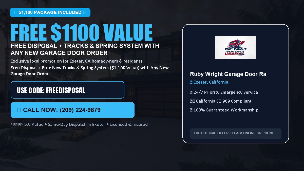 Free Disposal + Free New Tracks & Spring System with Any New Garage Door Order ($1100 Value) in Exeter, CA