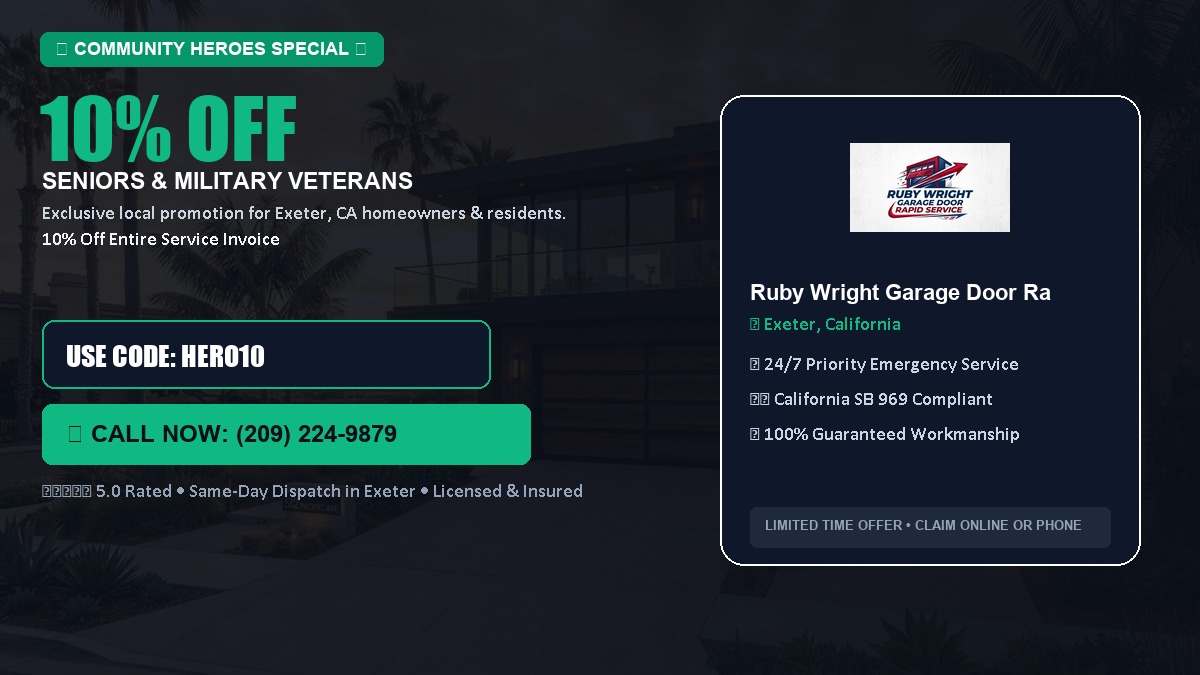 10% OFF Senior Citizens (65+) & Military / Veteran Community Discount in Exeter, CA